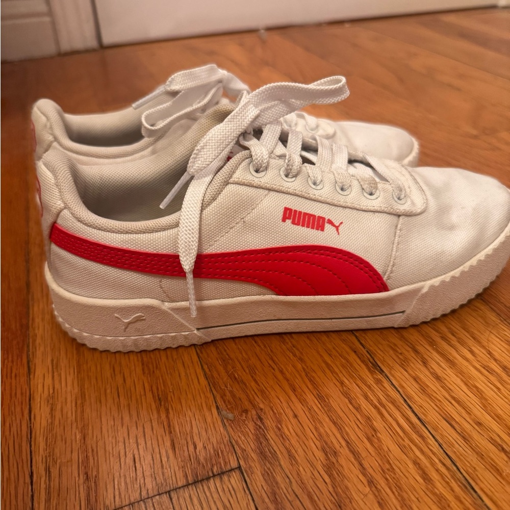 Puma White and Red Classic Sneakers
